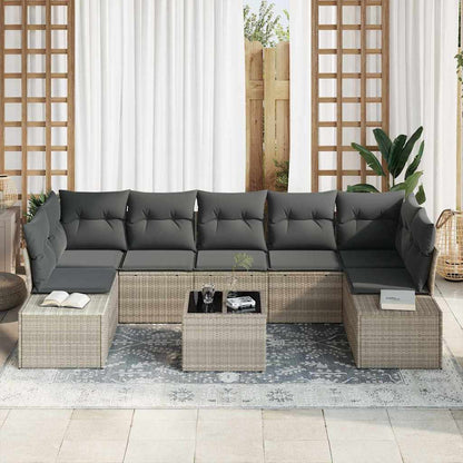 Set Divano da Giardino 8 pcs Grigio chiaro polyrattan | homemem39