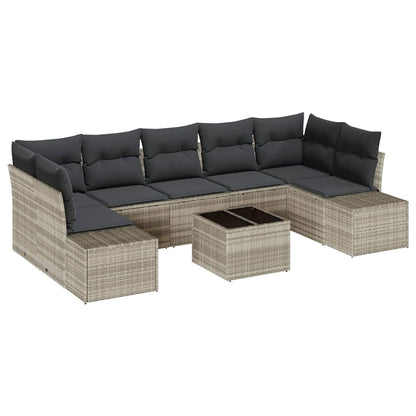 Set Divano da Giardino 8 pcs Grigio chiaro polyrattan | homemem39