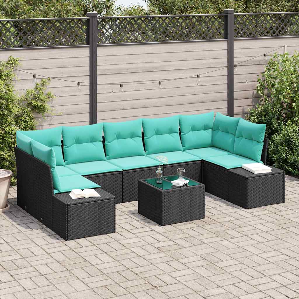 Set Divano da Giardino 8 pz Nero polyrattan | homemem39