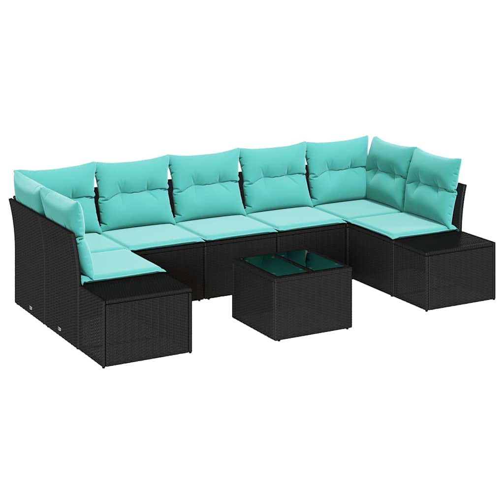 Set Divano da Giardino 8 pz Nero polyrattan | homemem39
