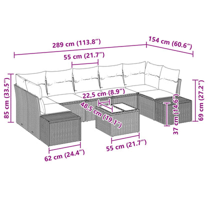 Set Divano da Giardino 8 pz Nero polyrattan | homemem39