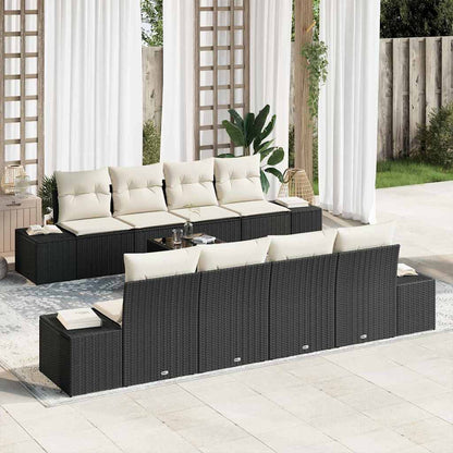 Set Divano da Giardino 7 pcs Nero e Crema polyrattan | homemem39