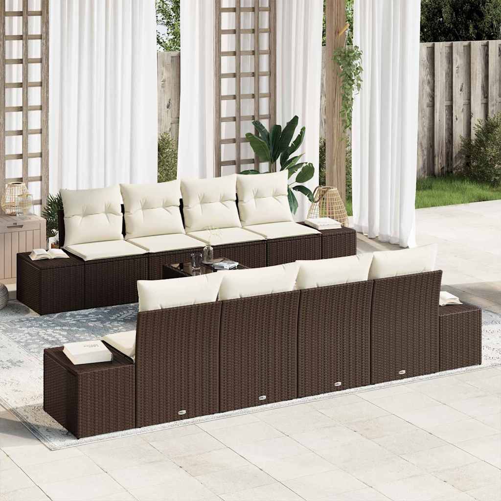 Set Divano da Giardino 7 pcs Marrone e crema polyrattan | homemem39