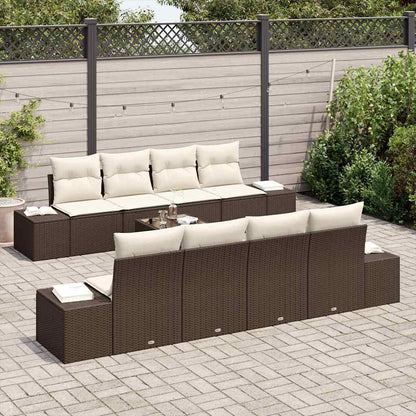 Set Divano da Giardino 7 pcs Marrone e crema polyrattan | homemem39