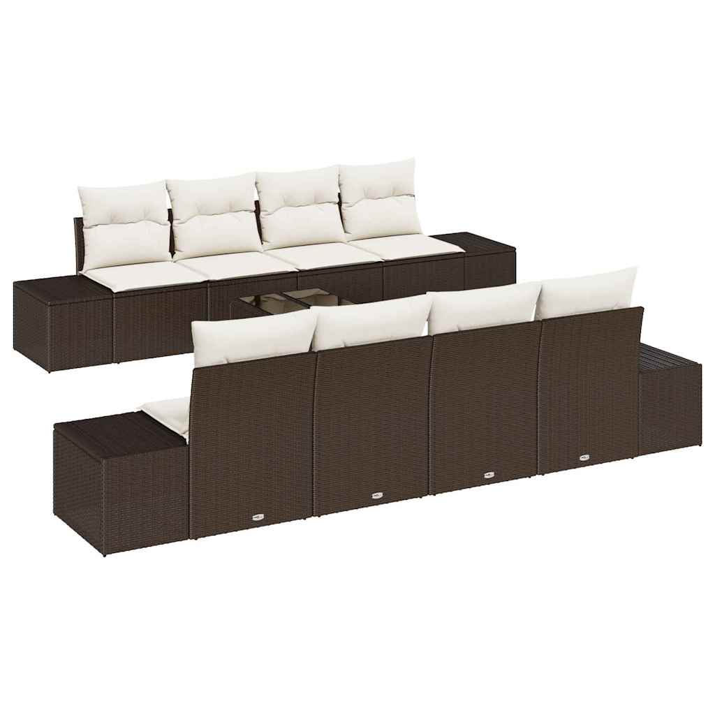 Set Divano da Giardino 7 pcs Marrone e crema polyrattan | homemem39