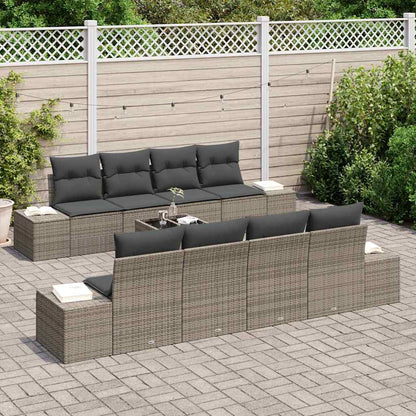 Set Divano da Giardino con cuscino 7 pcs Grigio polyrattan | homemem39