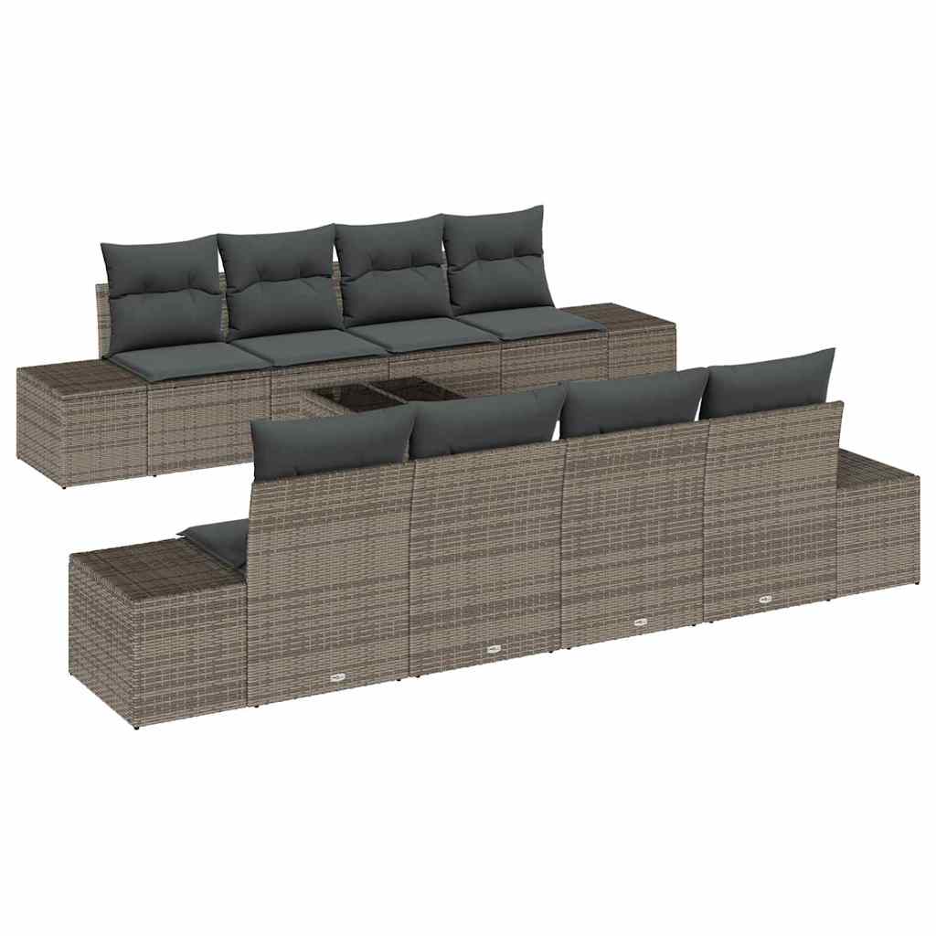 Set Divano da Giardino con cuscino 7 pcs Grigio polyrattan | homemem39