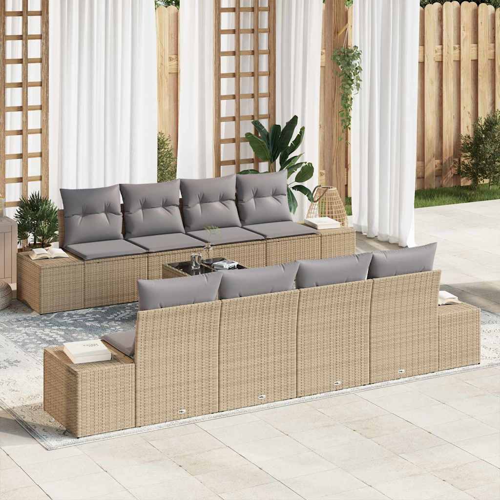 Set Divano da Giardino 7 pcs Beige e Grigio Chiaro polyrattan | homemem39