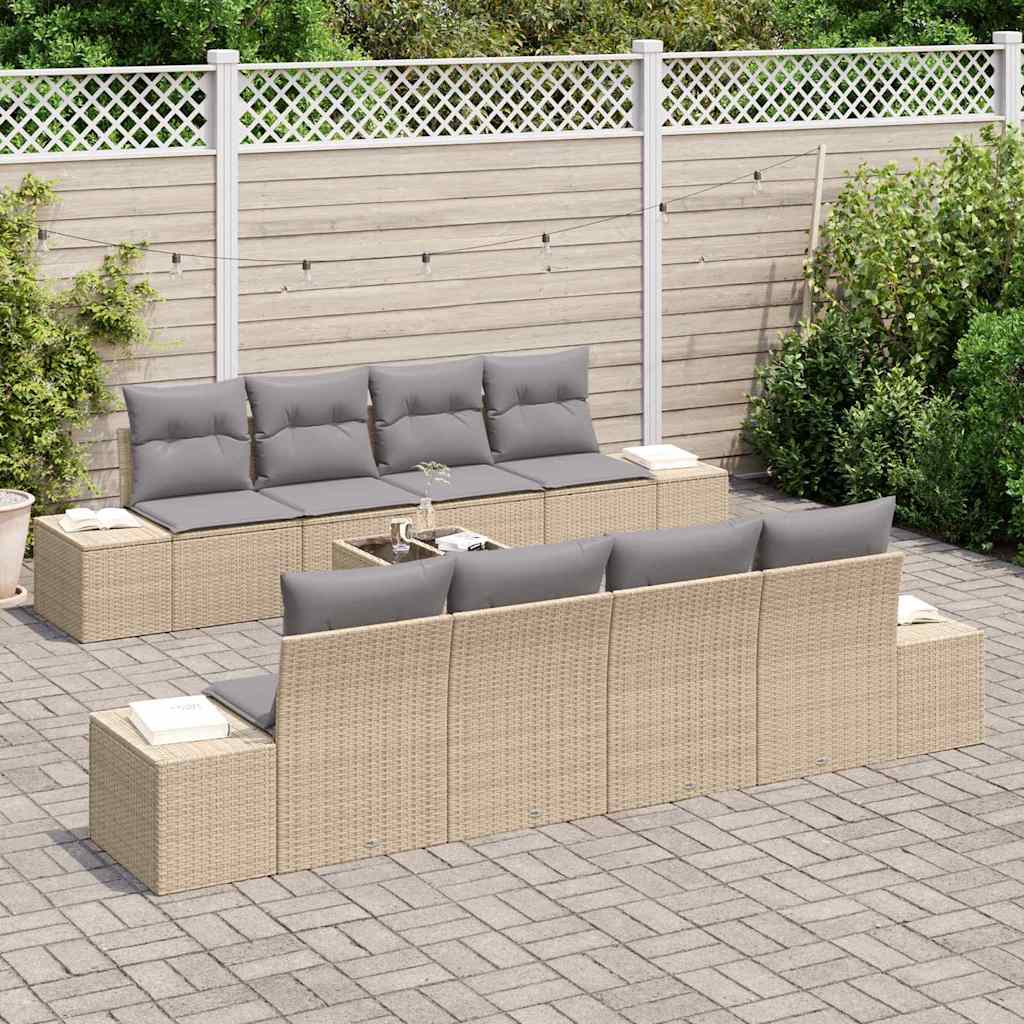 Set Divano da Giardino 7 pcs Beige e Grigio Chiaro polyrattan | homemem39