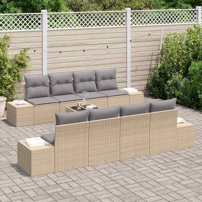 Set Divano da Giardino 7 pcs Beige e Grigio Chiaro polyrattan | homemem39