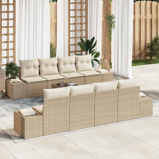 Set Divano da Giardino 7 pcs Beige e Crema polyrattan