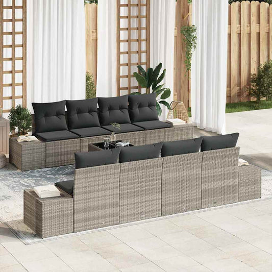 Set Divano da Giardino 7 pcs Grigio chiaro polyrattan