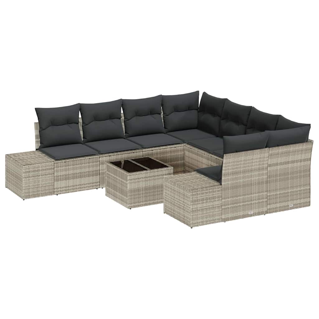 Set Divano da Giardino 9 pcs Grigio chiaro polyrattan | homemem39