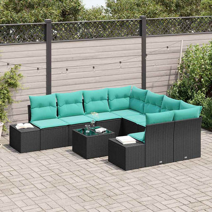 Set Divano da Giardino 9 pz Nero polyrattan | homemem39