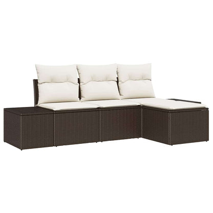 Set Divano da Giardino con cuscino 4 pcs Marrone polyrattan | homemem39