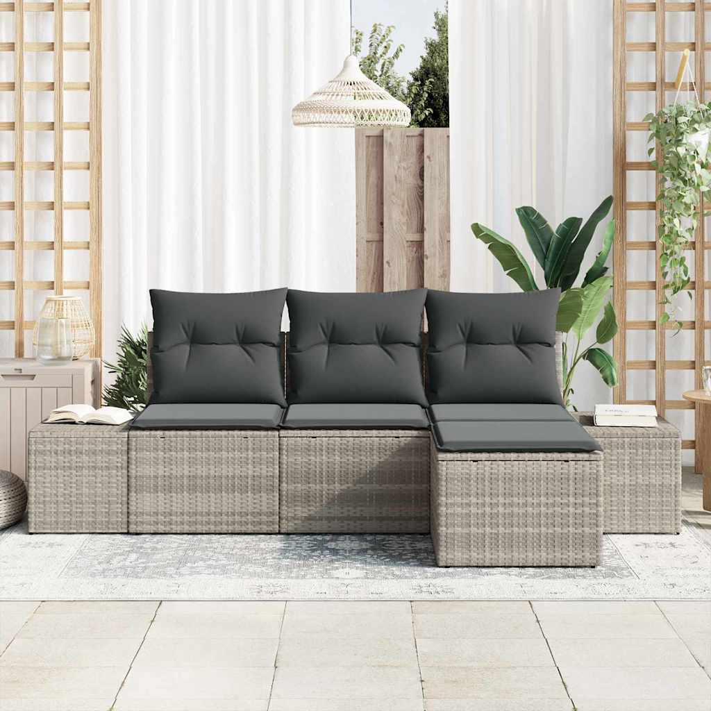 Set Divano da Giardino 4 pcs Grigio chiaro polyrattan | homemem39