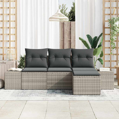 Set Divano da Giardino 4 pcs Grigio chiaro polyrattan | homemem39