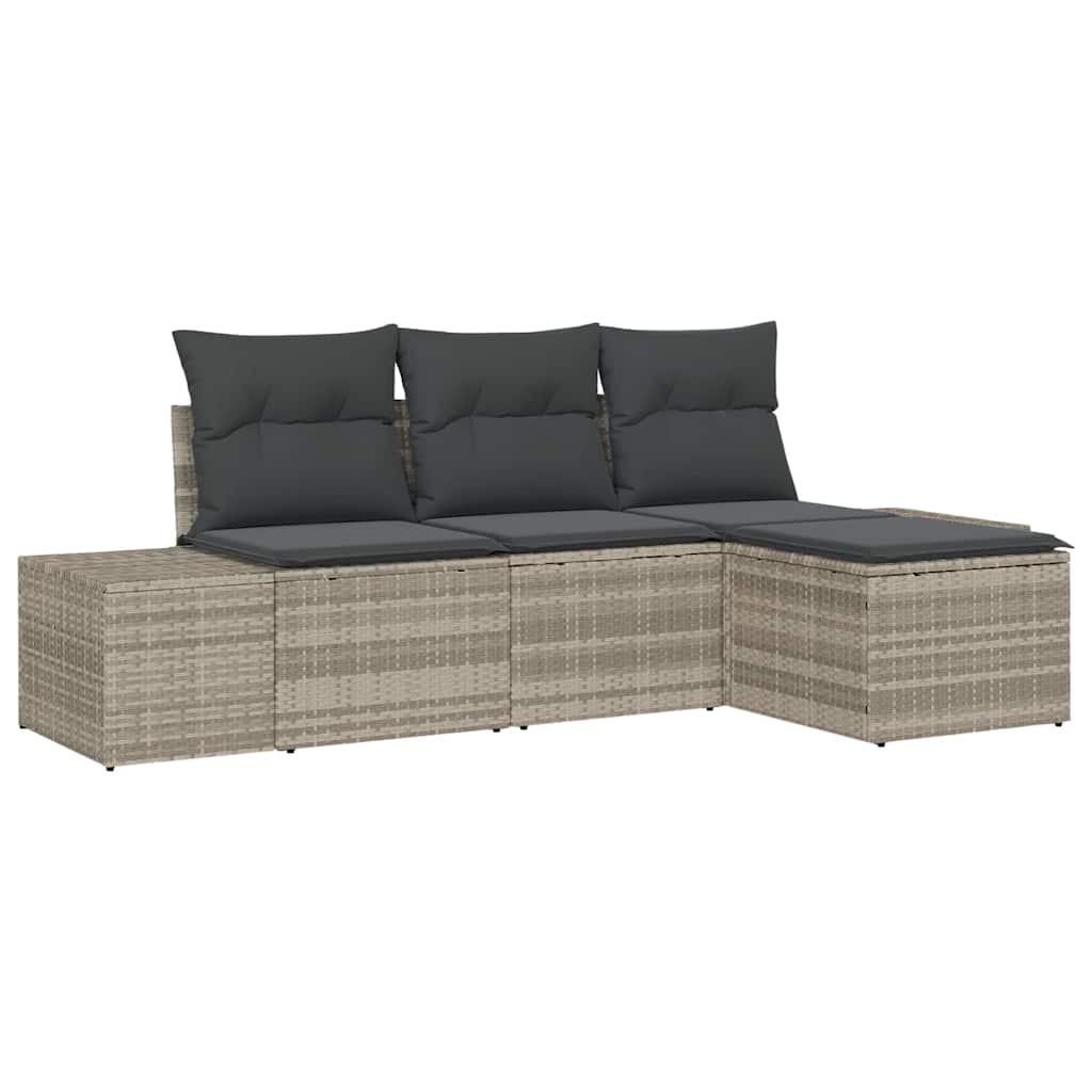 Set Divano da Giardino 4 pcs Grigio chiaro polyrattan | homemem39