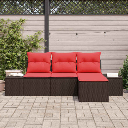 Set di divani con cuscino 4 pcs Marrone Rattan in Polipropilene