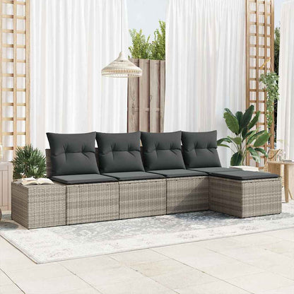 Set Divano da Giardino 5 pcs Grigio chiaro polyrattan | homemem39