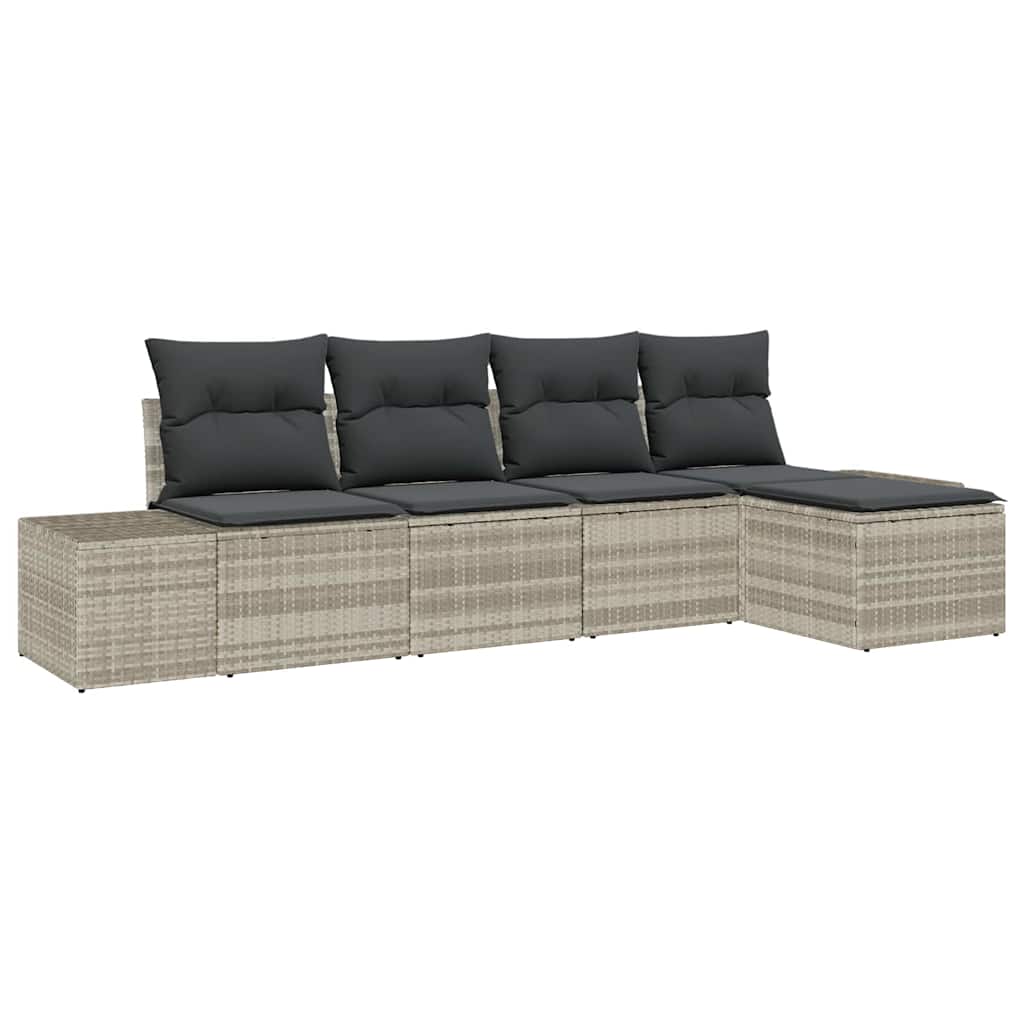 Set Divano da Giardino 5 pcs Grigio chiaro polyrattan | homemem39