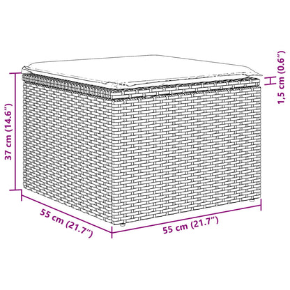 Set Divano da Giardino con cuscino 5 pcs Marrone polyrattan