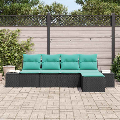 Set Divano da Giardino 5 pz Nero polyrattan | homemem39