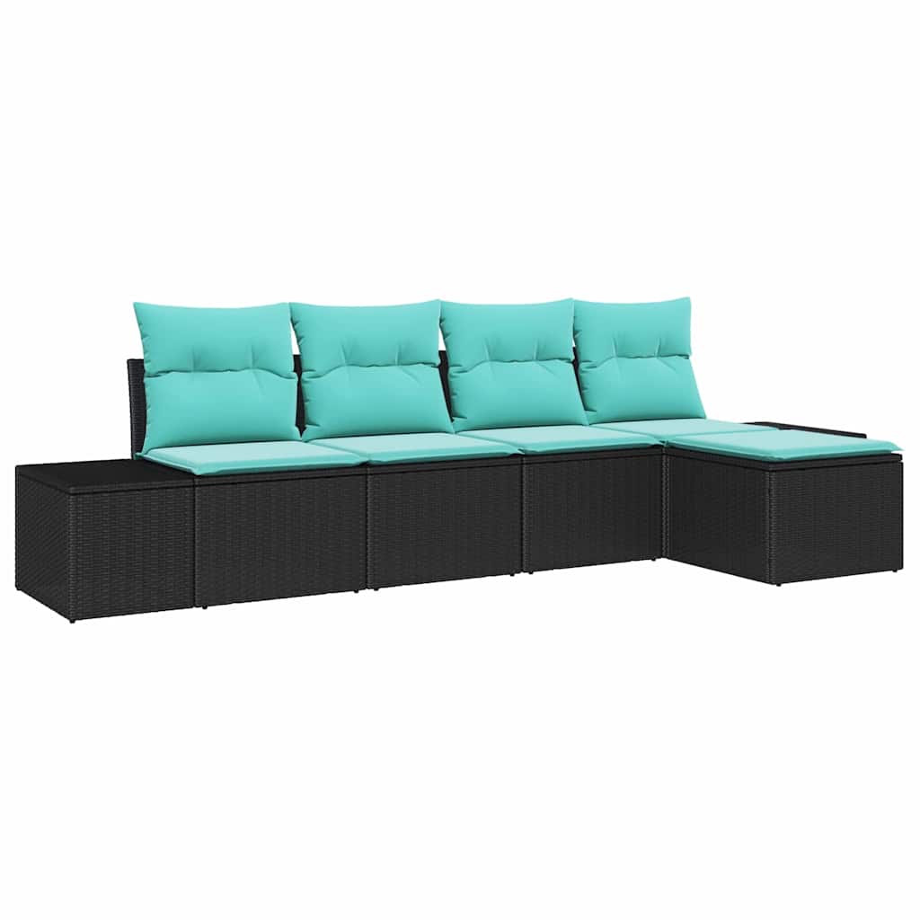 Set Divano da Giardino 5 pz Nero polyrattan | homemem39