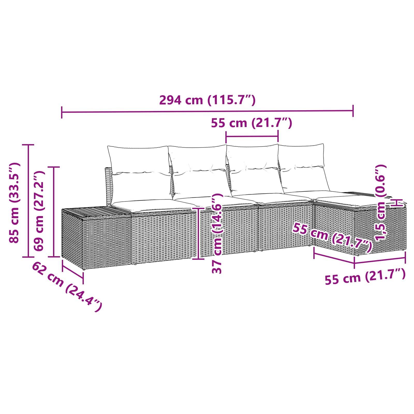 Set Divano da Giardino 5 pz Nero polyrattan | homemem39