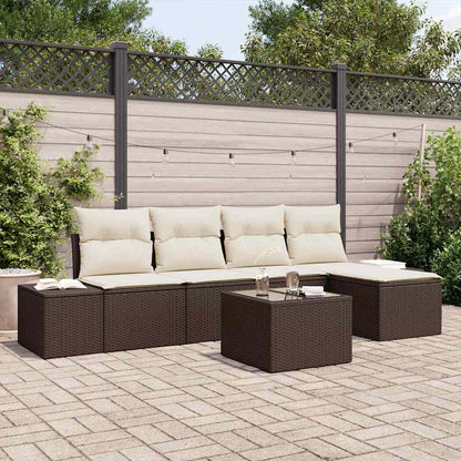 Set Divano da Giardino con cuscino 6 pcs Marrone polyrattan | homemem39