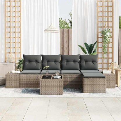 Set Divano da Giardino con cuscino 6 pcs Grigio polyrattan | homemem39