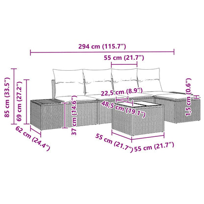 Set Divano da Giardino con cuscino 6 pcs Grigio polyrattan | homemem39