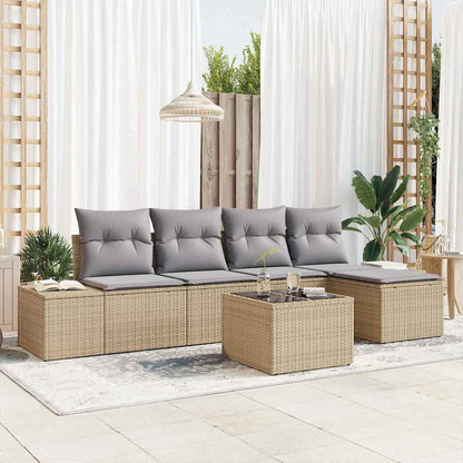 Set Divano da Giardino con cuscino 6 pcs Beige polyrattan | homemem39