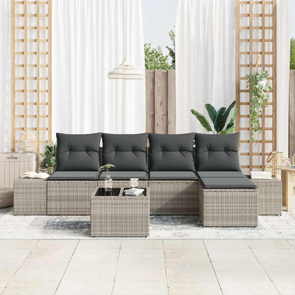 Set Divano da Giardino 6 pcs Grigio chiaro polyrattan | homemem39