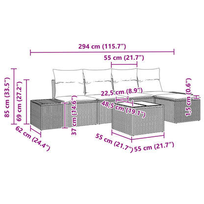 Set Divano da Giardino con cuscino 6 pcs Marrone polyrattan | homemem39