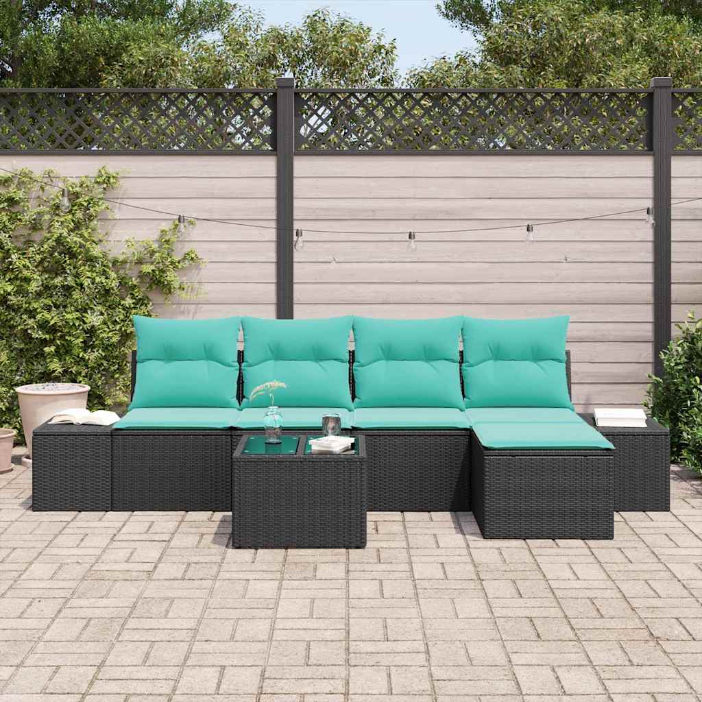Set Divano da Giardino 6 pz Nero polyrattan | homemem39