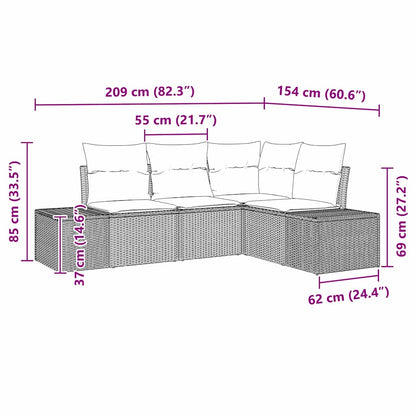 Set Divano da Giardino 4 pcs Marrone polyrattan | homemem39