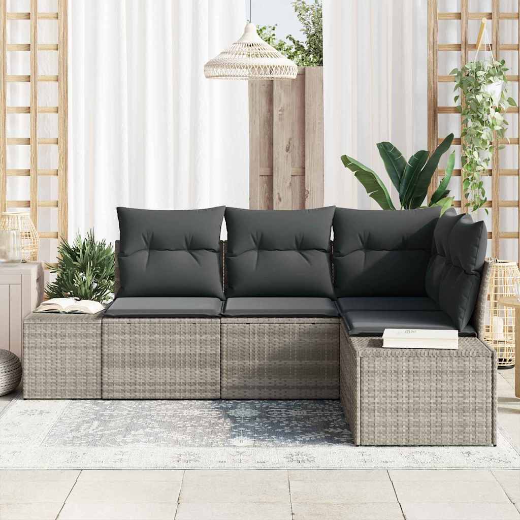 Set Divano da Giardino 4 pcs Grigio chiaro polyrattan | homemem39