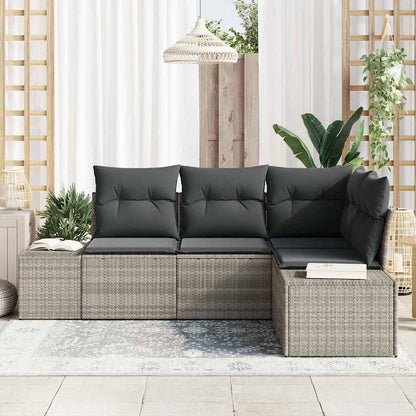 Set Divano da Giardino 4 pcs Grigio chiaro polyrattan | homemem39