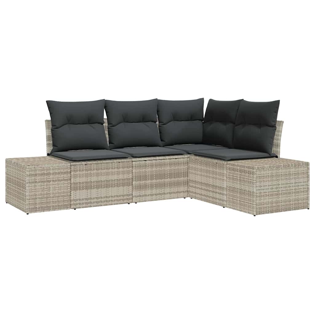 Set Divano da Giardino 4 pcs Grigio chiaro polyrattan | homemem39