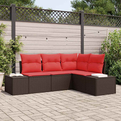 Set Divano da Giardino con cuscino 4 pcs Marrone polyrattan | homemem39