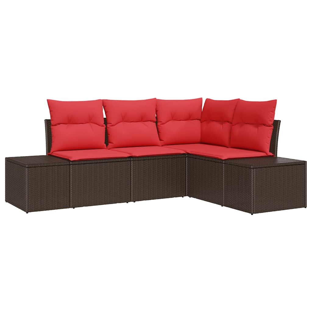 Set Divano da Giardino con cuscino 4 pcs Marrone polyrattan | homemem39
