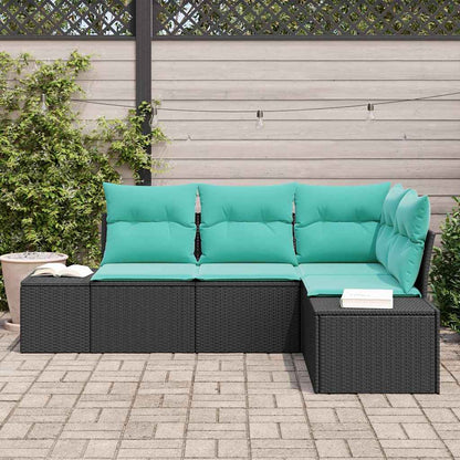 Set Divano da Giardino 4 pz Nero polyrattan
