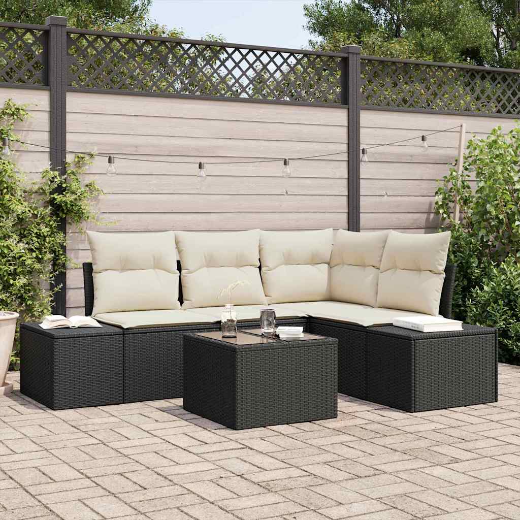 Set Divano da Giardino 5 pz Nero polyrattan | homemem39