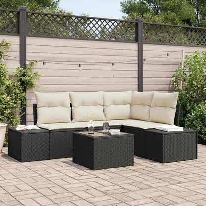 Set Divano da Giardino 5 pz Nero polyrattan | homemem39