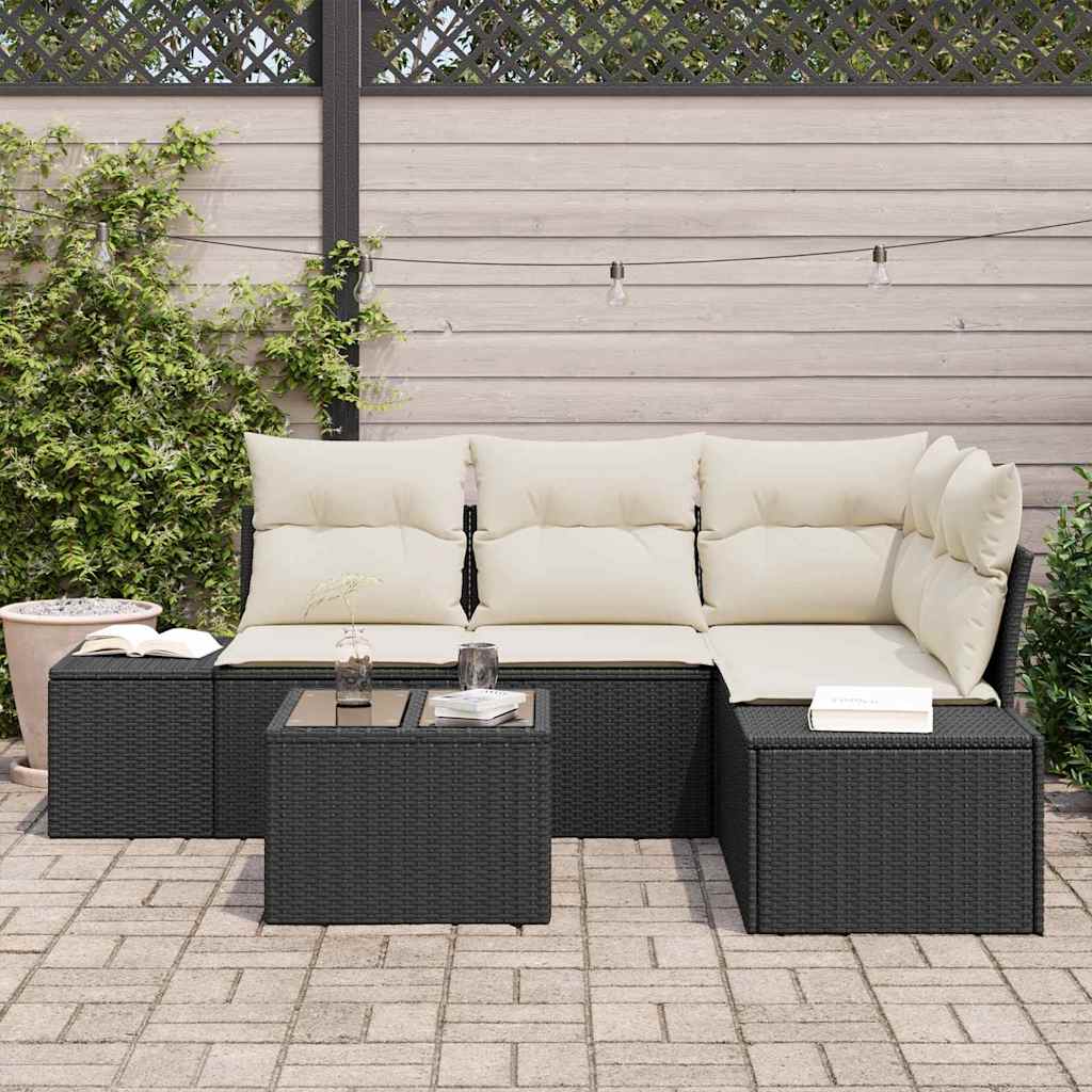 Set Divano da Giardino 5 pz Nero polyrattan | homemem39