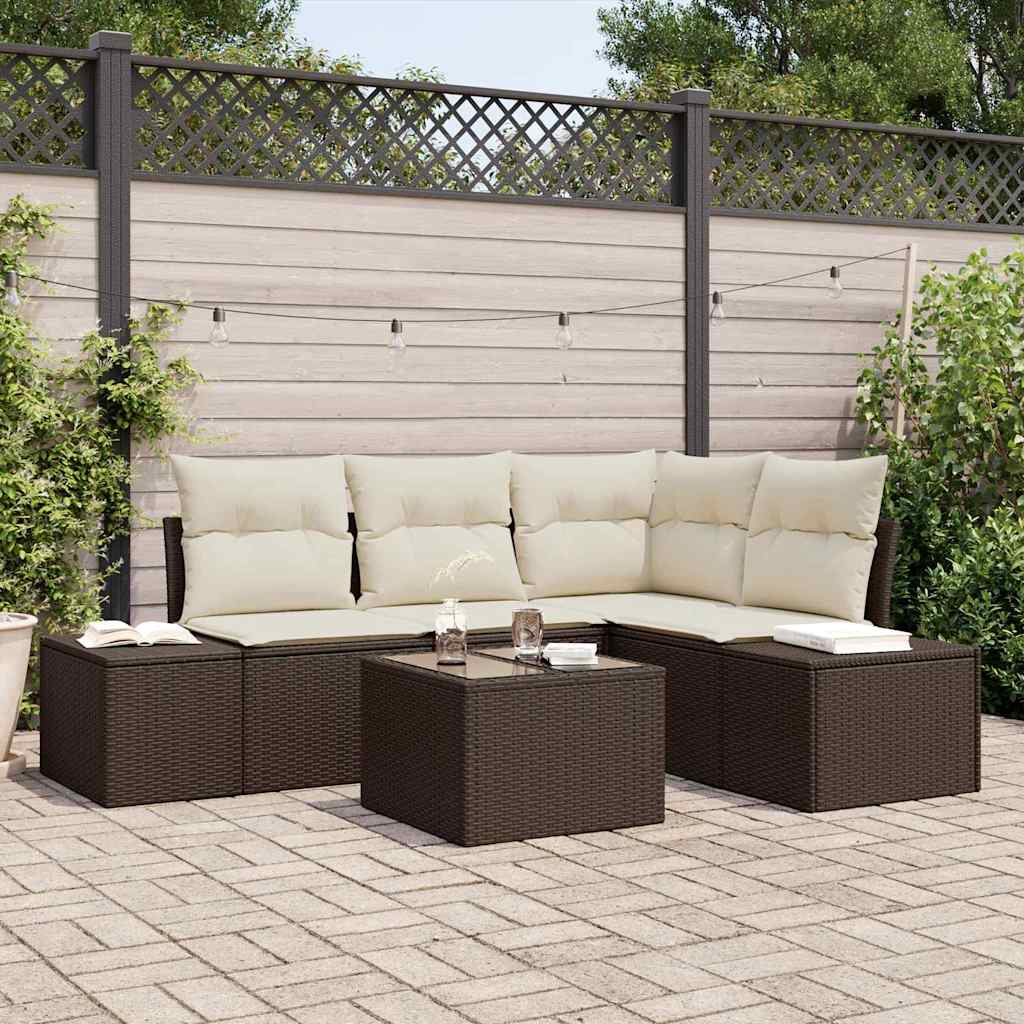 Set Divano da Giardino 5 pcs Marrone polyrattan | homemem39