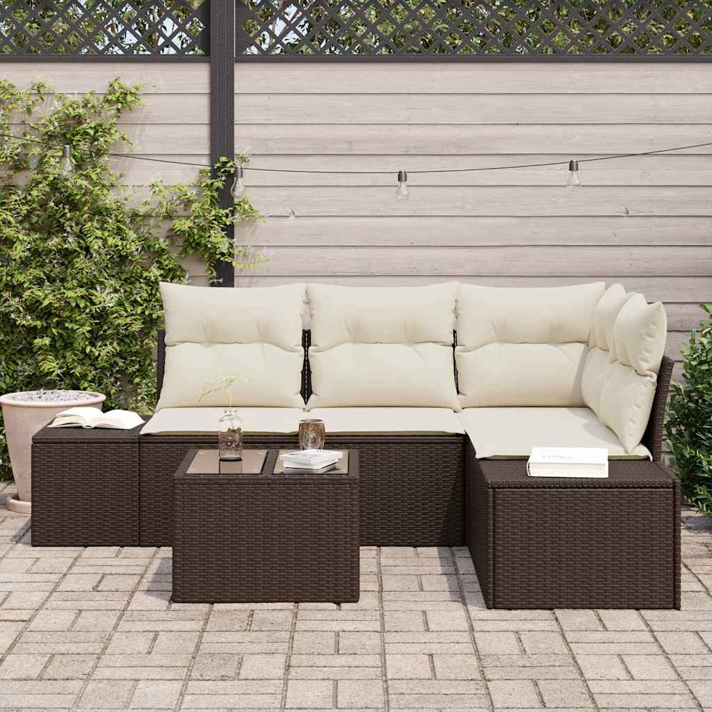 Set Divano da Giardino 5 pcs Marrone polyrattan | homemem39