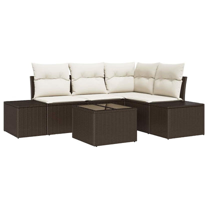 Set Divano da Giardino 5 pcs Marrone polyrattan | homemem39