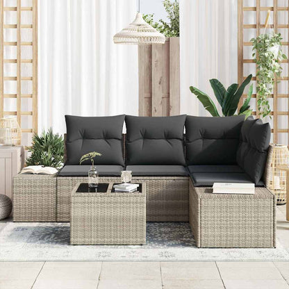 Set Divano da Giardino 5 pcs Grigio chiaro polyrattan | homemem39